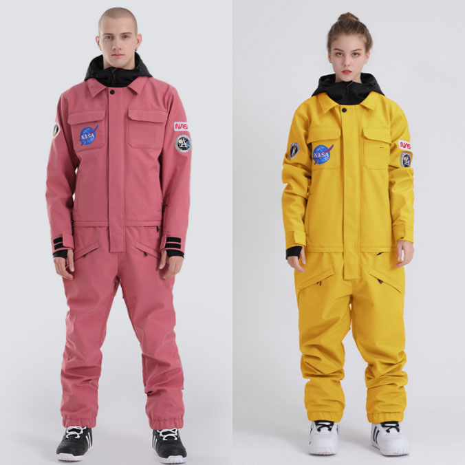 China wholesale Waterproof jumpsuit unisex one-piece snow suit men women  skiing snowboard suits winter factory and manufacturers